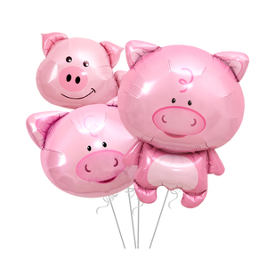 生日派对装饰布置道具气球可爱小猪卡通造型铝膜气球活动礼品气球