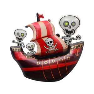 万圣节装饰布置道具玩具汽球海盗船卡通造型铝膜气球柱可爱骷髅头