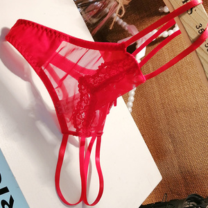 内裤 女 性感透明透视网纱蕾丝骚 精致提花纯棉内档女士丁字裤t裤