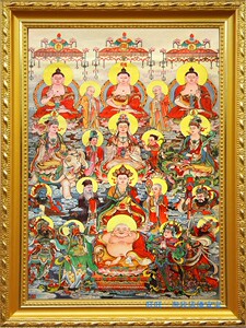 定制全堂佛画像3 佛像画 相纸打印双面塑封 佛祖同堂图片相框摆台