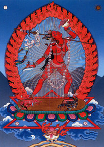 卡雀佛母图片 那洛空行母画像 相纸塑封 密宗唐卡相框摆台