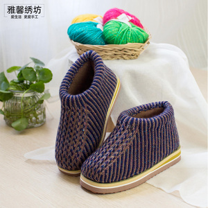 手工麦穗花棉鞋