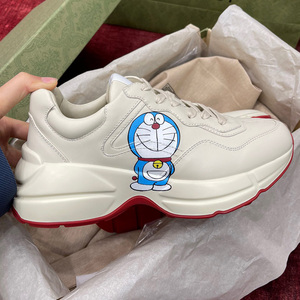 gucci/古奇女鞋哆啦a梦厚底系带印花运动鞋 时尚休闲老爹鞋男女鞋