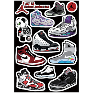 aj鞋潮牌潮流个性涂鸦吉他行李箱电脑拉杆箱手账日记本贴纸防水