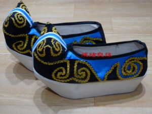 戏曲戏剧京剧越剧黄梅戏古代男靴千层纸底蓝色小生鞋登云履云头靴