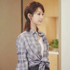 余生请多指教林之校杨紫同款衣服格子衬衫女宽松休闲衬衣长袖上衣