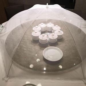 圆形折叠商用大号透明盖菜罩子食物防苍蝇罩纯色餐桌罩饭菜防尘伞