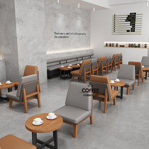 卡座商用餐厅沙发凳奶茶店甜品咖啡汉堡饭店餐厅靠墙软包桌椅组合