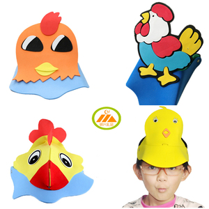 卡通小鸡头饰花公鸡母鸡帽子头套面具儿童幼儿园运动会表演出道具