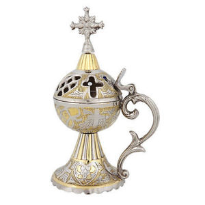 代购 希腊俄罗斯东正教基督教徒黄铜十字架香炉教堂宗教摆件装饰