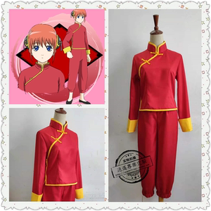 银魂神乐cosplay 服装 长袖神乐旗袍 唐装 练功服套装