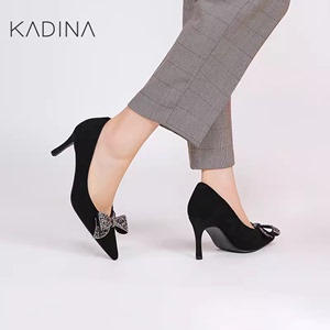 专柜发货KS241505卡迪娜2024春季新款高跟尖头优雅蝴蝶结时尚单鞋