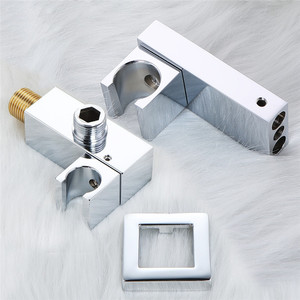 贝西全铜黑色扁方亮面花洒座分水酒店工程暗装配件手持插座可旋转