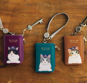 创意日式猫咪卡包零钱包 可拉伸公交卡包列车长防水钥匙收纳包