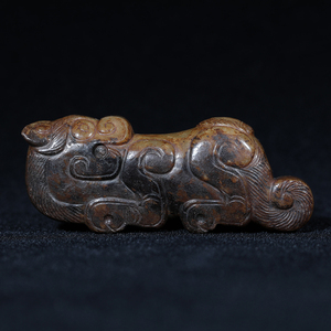 春秋时期玉虎战国时期高古玉挂件老玉佩饰手把件古董圆雕摆件玉器