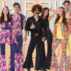 复古70年代迪斯科disco服装嬉皮士hippie化妆舞会派对情侣cos扮演
