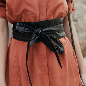 【魅典幻镜】简约百搭皮质绑带腰封宽腰带打结蝴蝶结皮带