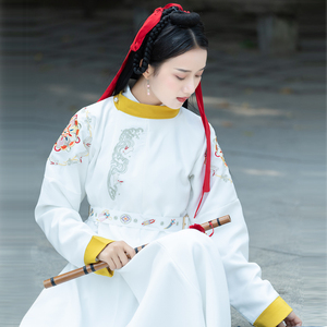 逍遥游汉服女中国风刺绣花圆领袍古装锦衣卫侠客女装2019春装新款