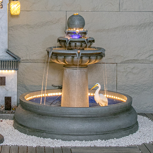 欧式室外流水喷泉摆件大型风水球鱼池水景观客厅别墅庭院玄关装饰