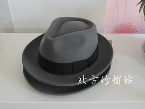 包邮羊毛呢礼帽小沿爵士帽绅士帽男女黑灰色高顶休闲蝴蝶结帽现货
