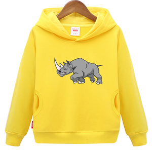 秋冬犀牛动物加绒连帽衫男童女童亲子装学生活动卫衣外套长袖衣服
