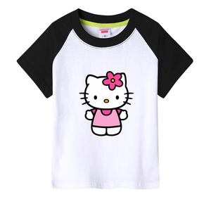 hellokitty童装印花图案女童夏季可爱女孩短袖休闲上衣儿童装t恤