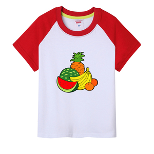 菠萝西瓜水果图案男女短袖儿童装纯棉t恤衫活动衣服春夏季亲子装