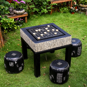 新中式户外庭院象棋围棋双面两用棋桌椅组合家用室外人造石桌石凳