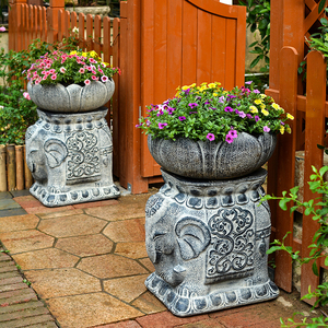 大象人造石墩户外花槽别墅大门口摆件庭院花园水泥花盆凳盆景底座