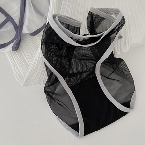 【7sins】美呀 撞色通体透明网纱内裤女 灵动大腿细带 嗲粉黑白杏