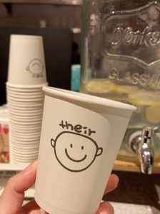 INS风韩国手绘设计师原创情侣头野餐纸杯一次性加厚环保饮用水杯
