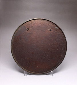 特大 明治时期金工精铸素底雪痕唐铜悬镜梳妆镜铜镜 日本回流