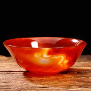 促销天然玛瑙红碗大茶碗玉碗茶具装饰品工艺品精美雕刻收藏送礼