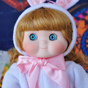 古董陶瓷娃娃dolly多莉娃娃胖番茄汤小斜眼音乐盒复活节兔子女孩