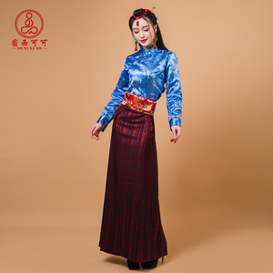藏式服装女西藏旅拍服装半身裙拉萨服假藏袍藏族服饰锅庄舞蹈裙