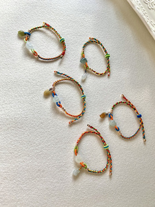 一念心作原创设计缅甸翡翠手工编织五款冰种天使心小滴溜手链