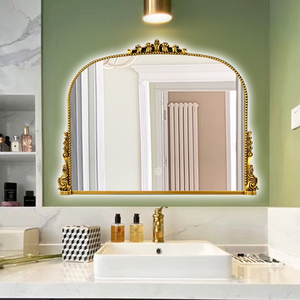 欧式法式卫生间壁挂镜子复古雕花浴室镜卧室梳妆台镜玄关装饰镜框