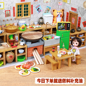网红迷你小厨房真煮做饭可吃全套装厨具过家家真实版灶台儿童玩具