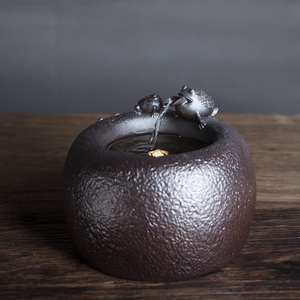 万仟堂流水器陶瓷流水摆件加湿器 创意家居装饰流水 蟾语