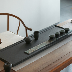 万仟堂乌拉圭黑金石茶盘 湿泡茶盘 居家商务茶台 大者奢石茶盘