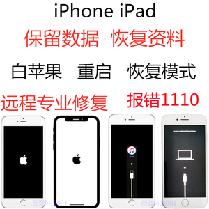 白苹果iphone刷机救砖报错1110重启iPad不开机修恢复保留数据资料