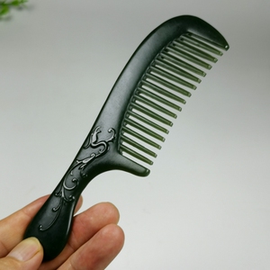 君雅玉器新疆和田玉青玉梳子收藏礼品刮痧板女士玉梳子精品带证书