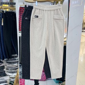 秋奕女裤2021冬季新款时尚哈伦裤宽松显瘦毛呢料哈伦裤ql21716