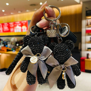 镶钻小黑熊公仔潮流萌物包包钥匙扣汽车挂件男女配饰个性创意礼品