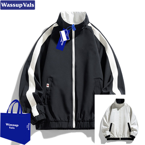 WASSUP VALS美式复古双面穿立领夹克男士春秋季休闲潮牌大码外套