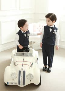 现货 2018新款 韩国进口正品儿童男童礼服正装 马甲4件套装