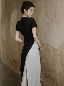 新中式国风女装改良旗袍年轻款显瘦气质高级感黑色禅意茶艺服装女
