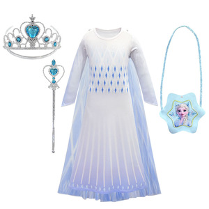 新品冰雪奇缘2衣服爱莎公主裙儿童连衣裙艾莎白色变身礼服裙子