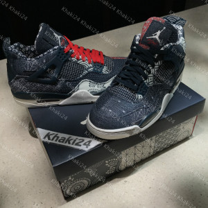 khaki24 air jordan 4 aj4 刺子绣 日本 鸳鸯拼接牛仔 cw0898-400