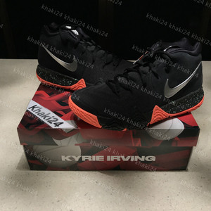 khaki24 nike kyrie 4 欧文4代 黑橙 泼墨 银钩篮球鞋 943806-010